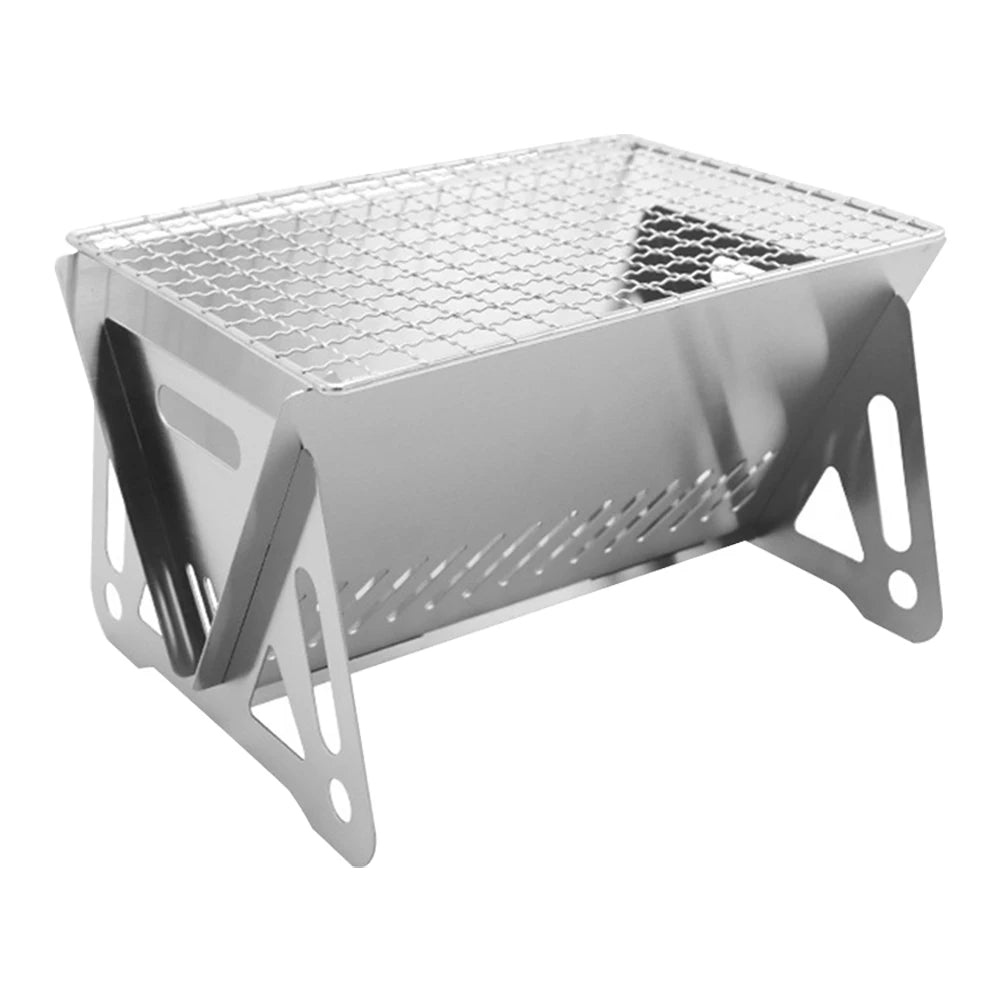 Folding BBQ Grill Rack Portable Charcoal Oven Burning Stove Stainless Steel