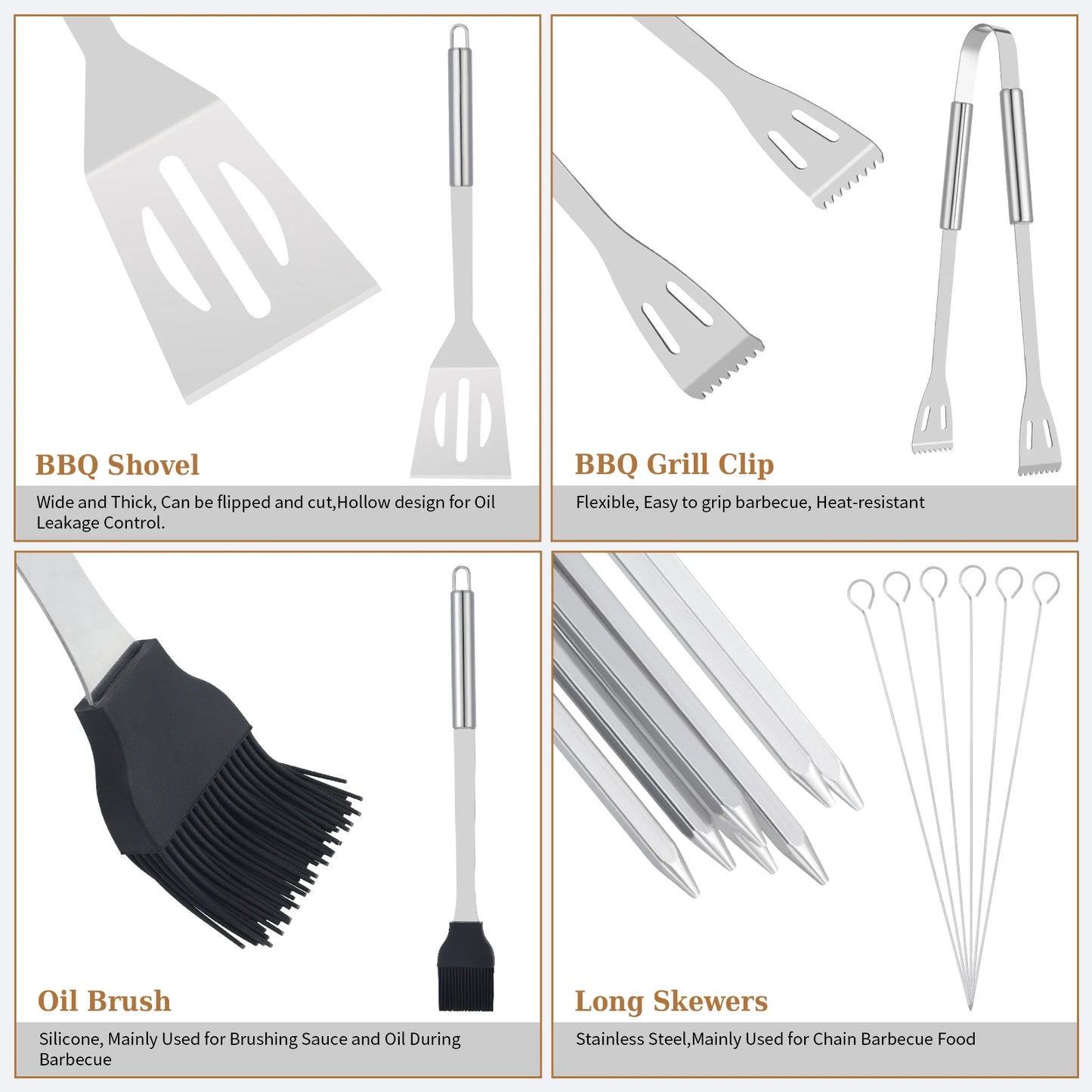 20PCS Barbecue Utensils, Grill Tools,