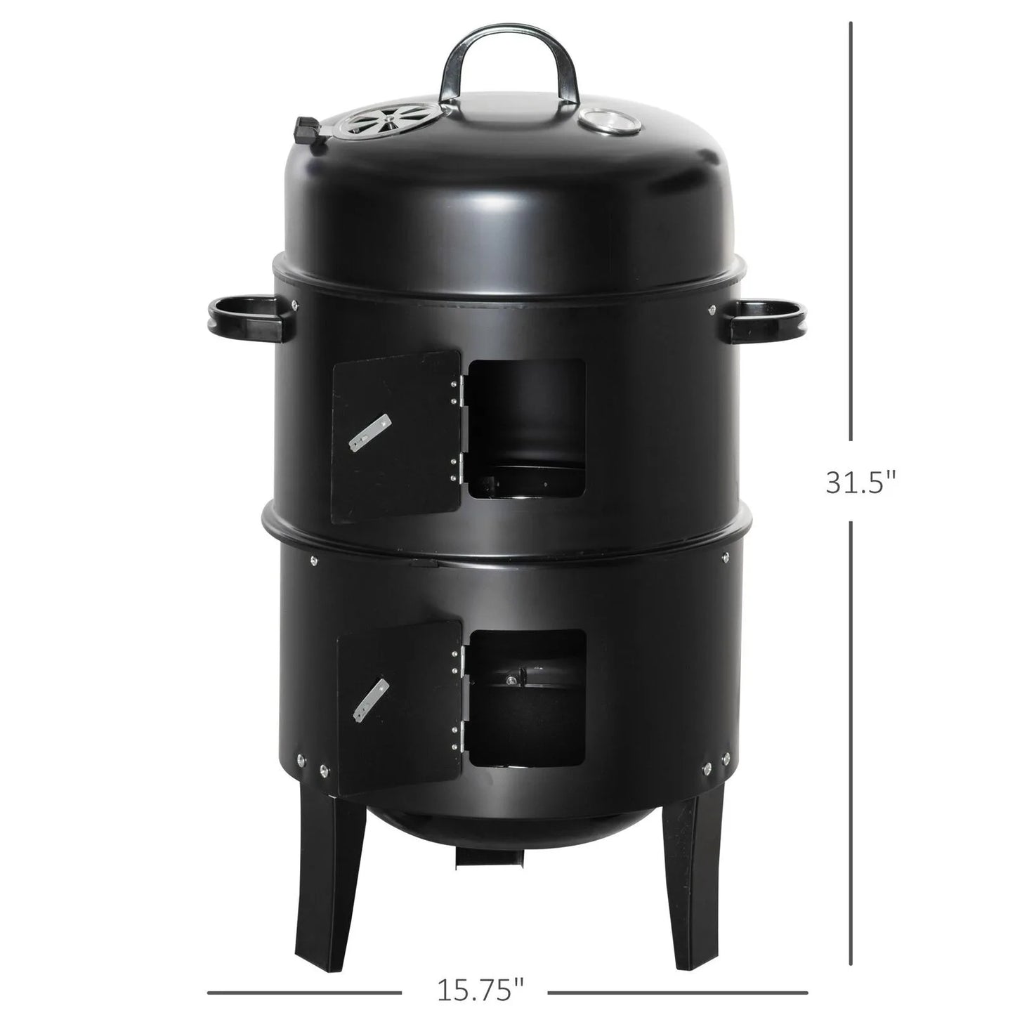 US 3-In-1 Outdoor BBQ Charcoal Smoker & Grill