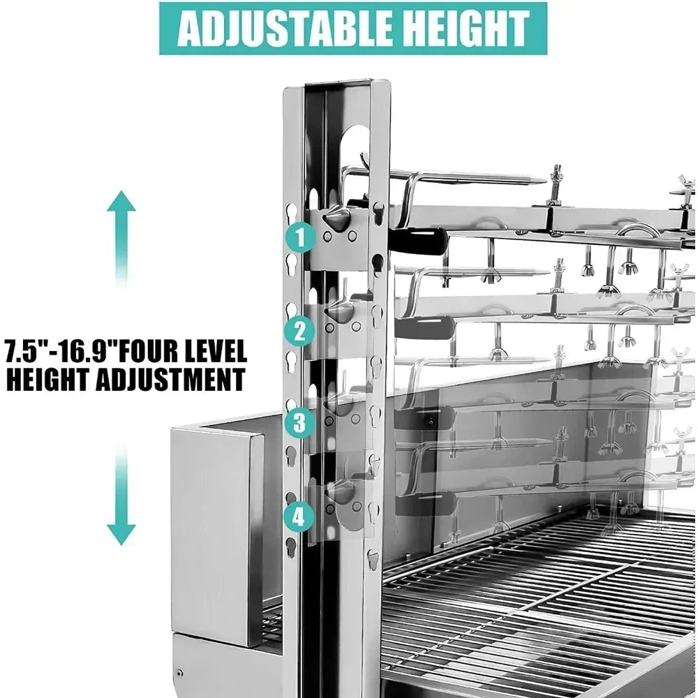 Stainless Steel Rotisserie Grill with Back Cover Guard