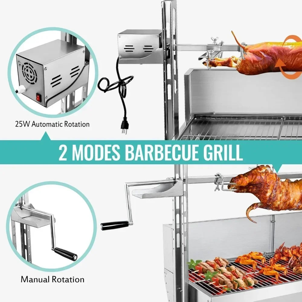 Stainless Steel Rotisserie Grill with Back Cover Guard