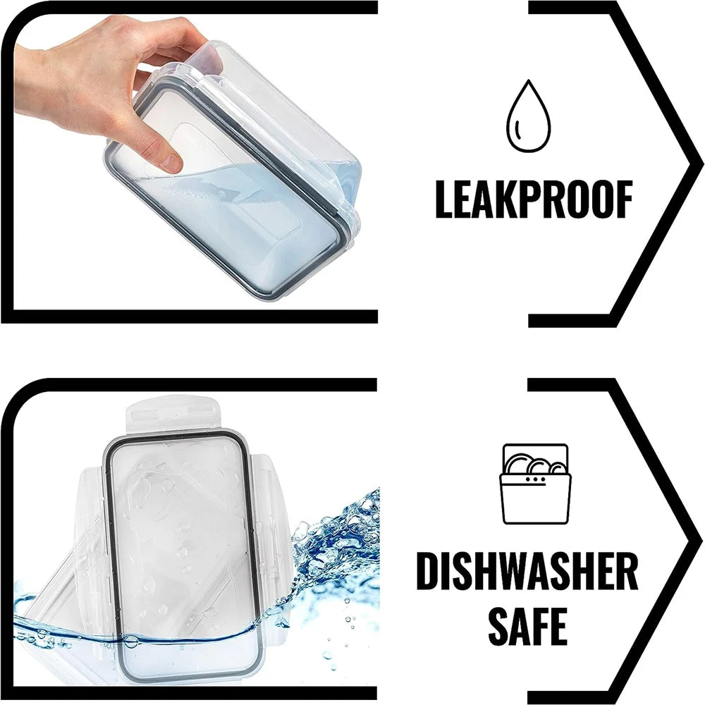 10 Pieces BPA-Free Reusable Square Kitchen Storage Containers Set