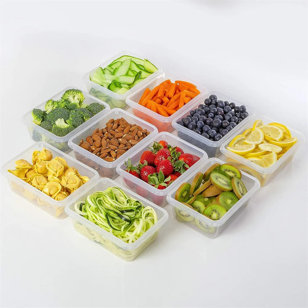 10 Pieces BPA-Free Reusable Square Kitchen Storage Containers Set