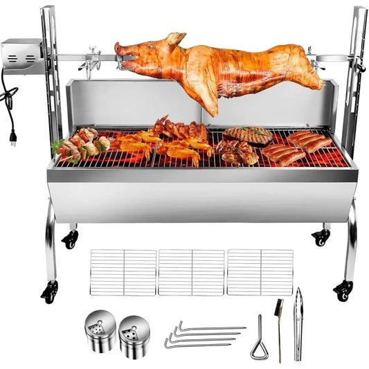 Stainless Steel Rotisserie Grill with Back Cover Guard