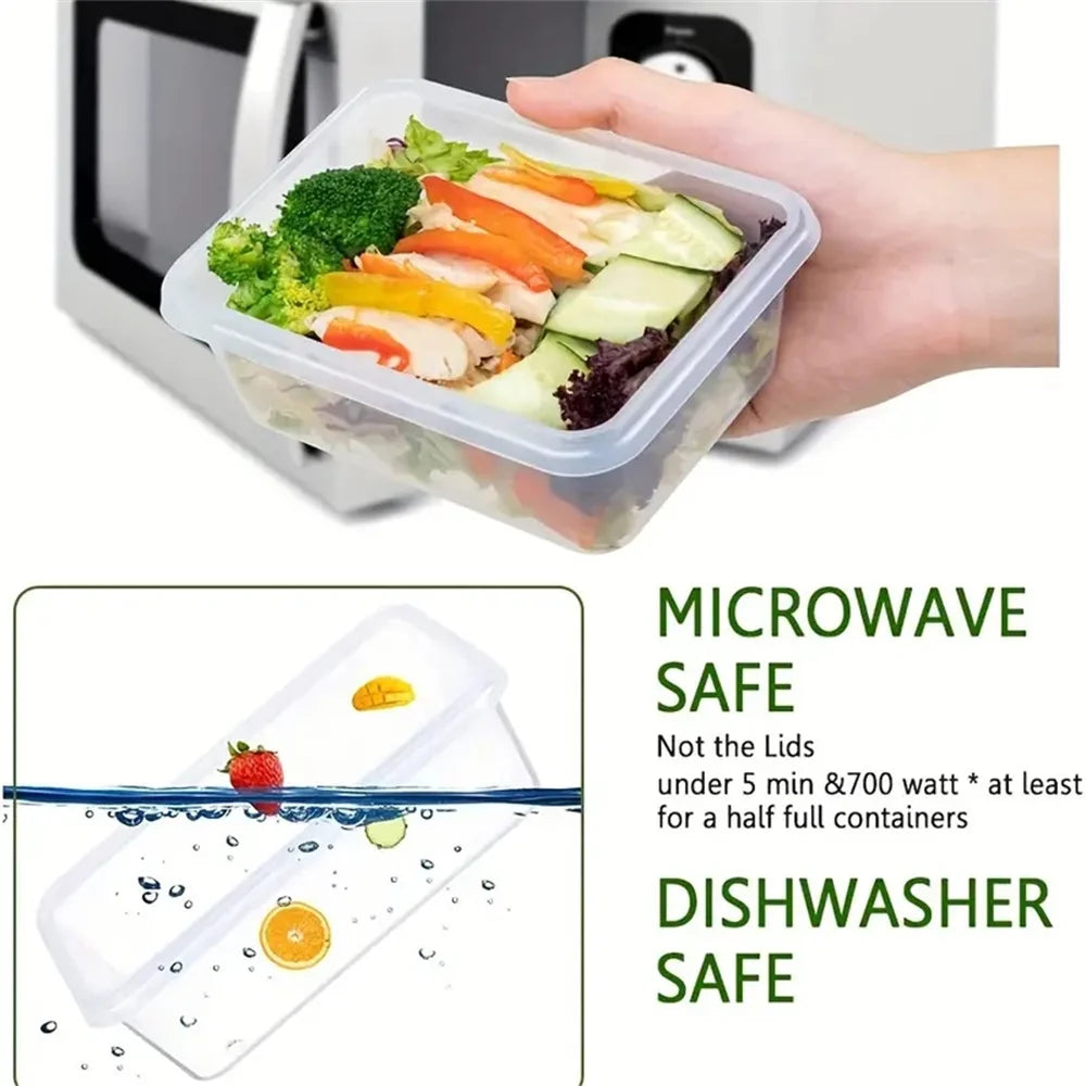 10 Pieces BPA-Free Reusable Square Kitchen Storage Containers Set