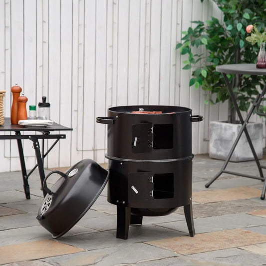 US 3-In-1 Outdoor BBQ Charcoal Smoker & Grill
