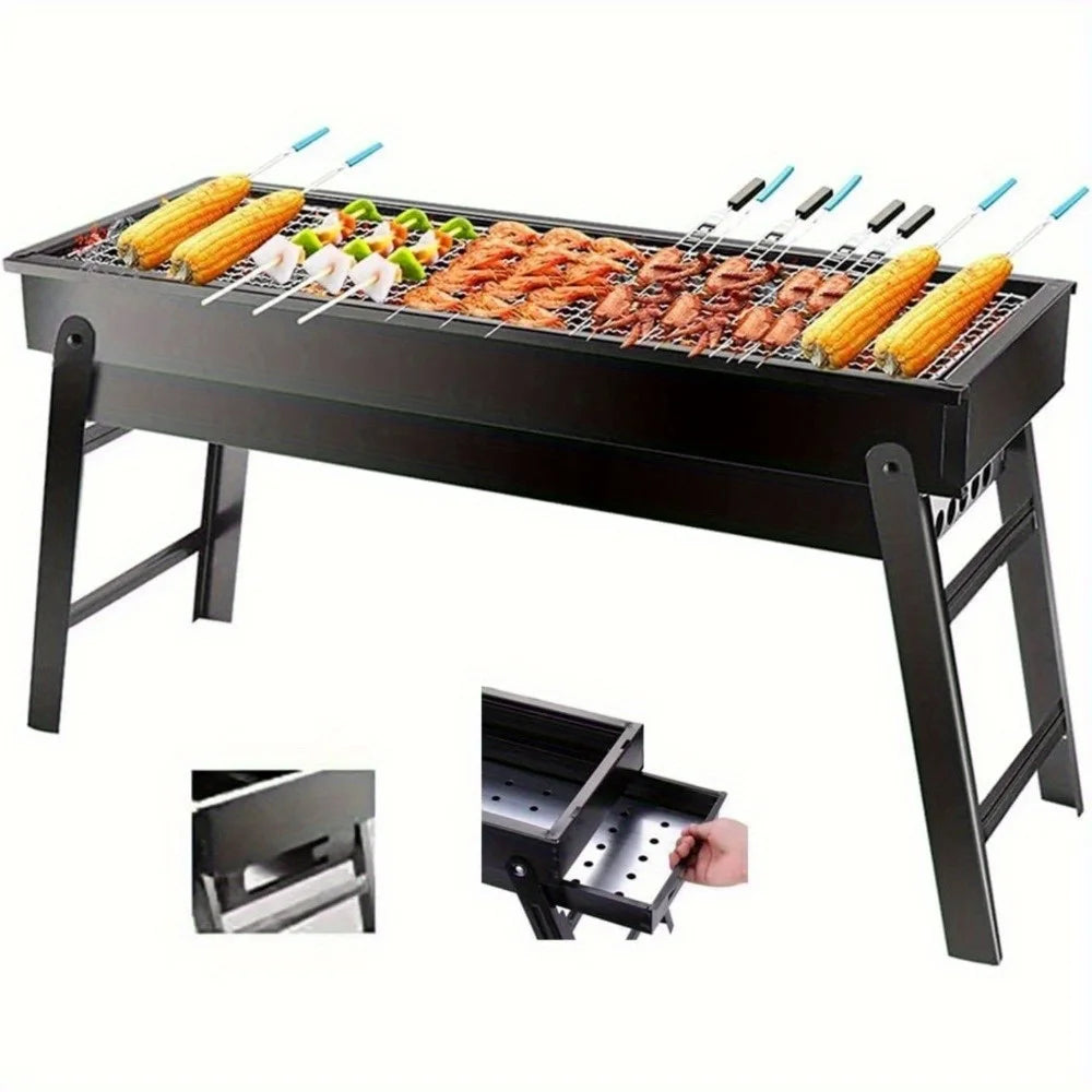 Charcoal Grill, Portable for Barbecue, Folding BBQ Grill