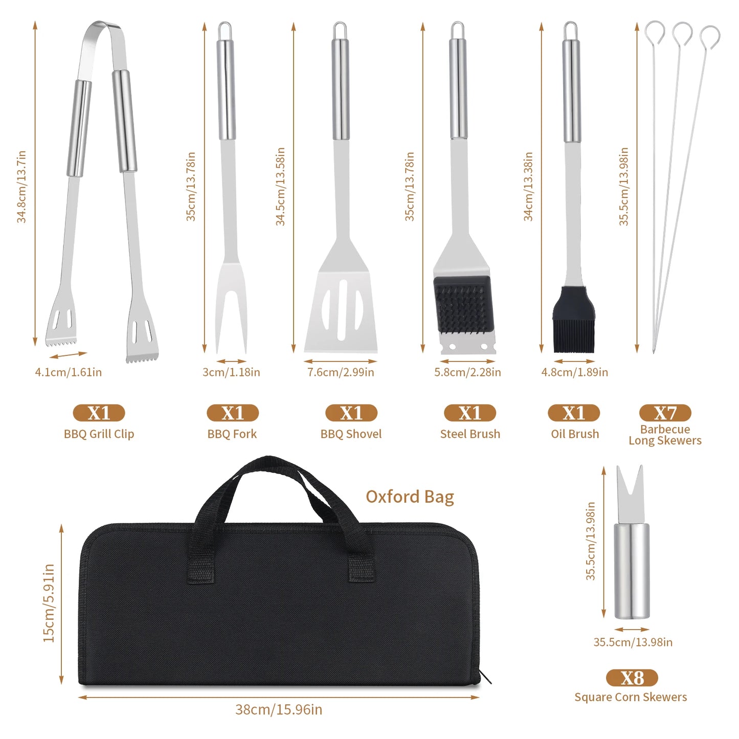 20PCS Barbecue Utensils, Grill Tools,