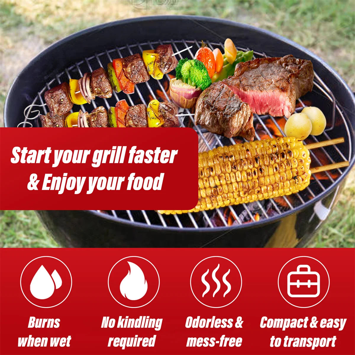 72pcs Fire Starters, Natural Charcoal Fire Starters