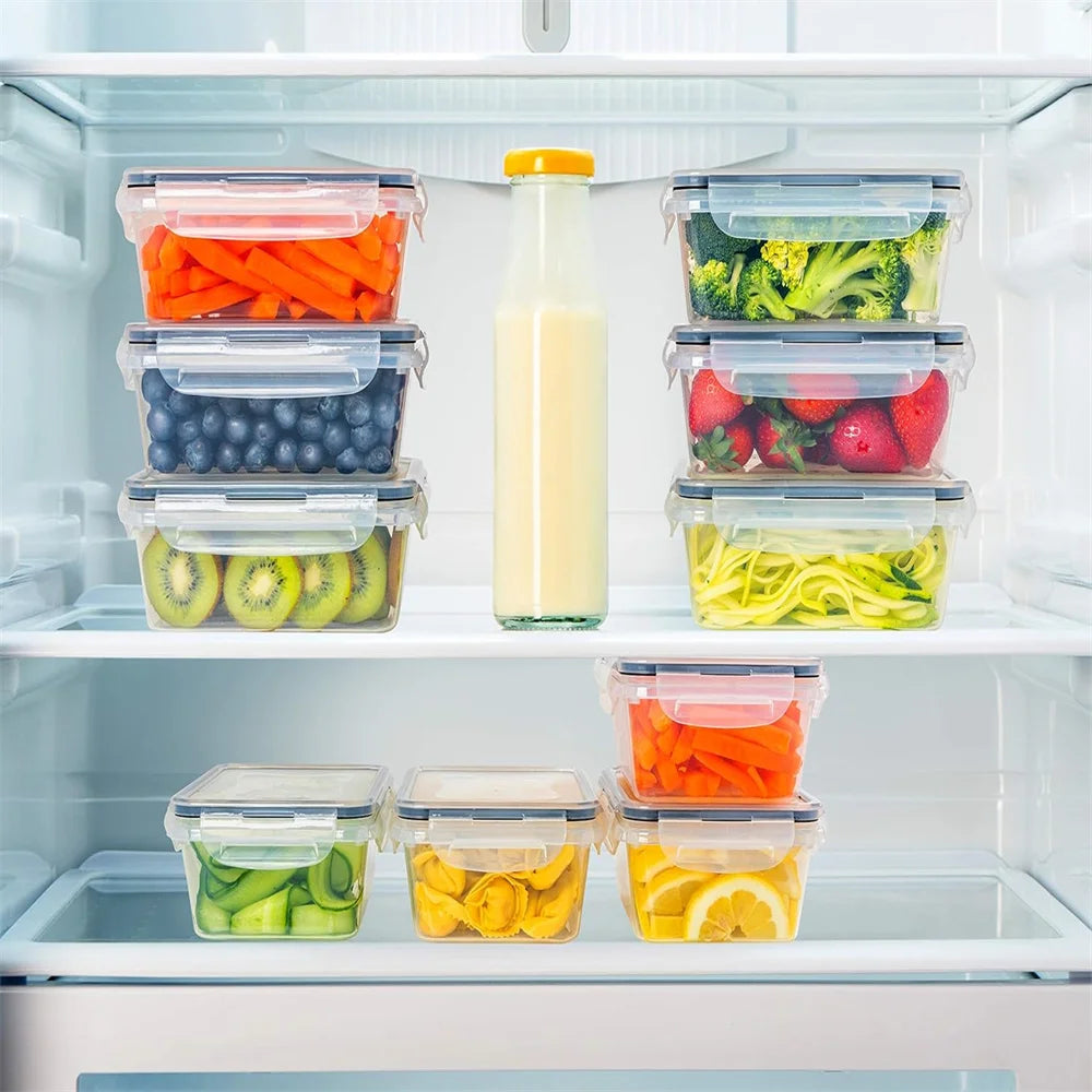 10 Pieces BPA-Free Reusable Square Kitchen Storage Containers Set