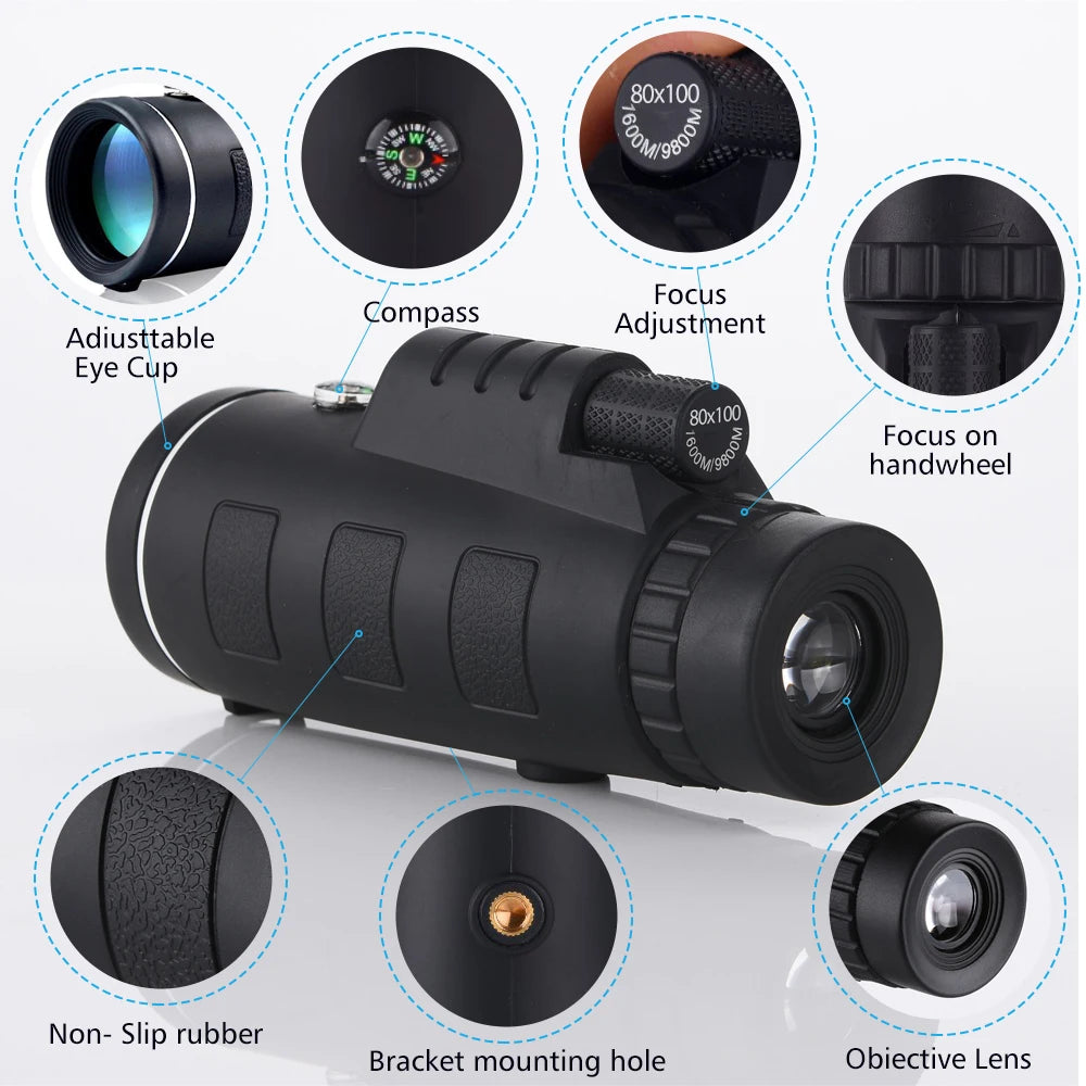 80x100 HD ZOOM Powerful Monocular Telescope