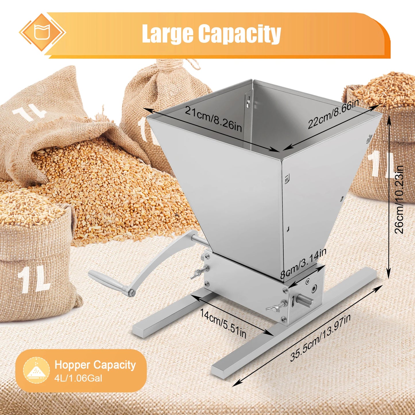 4L Grain Mill Grinder Stainless Steel