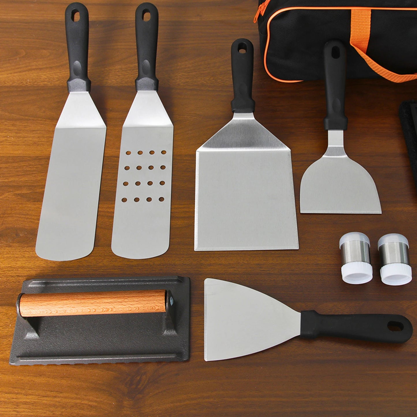 Stainless steel barbecue tool set